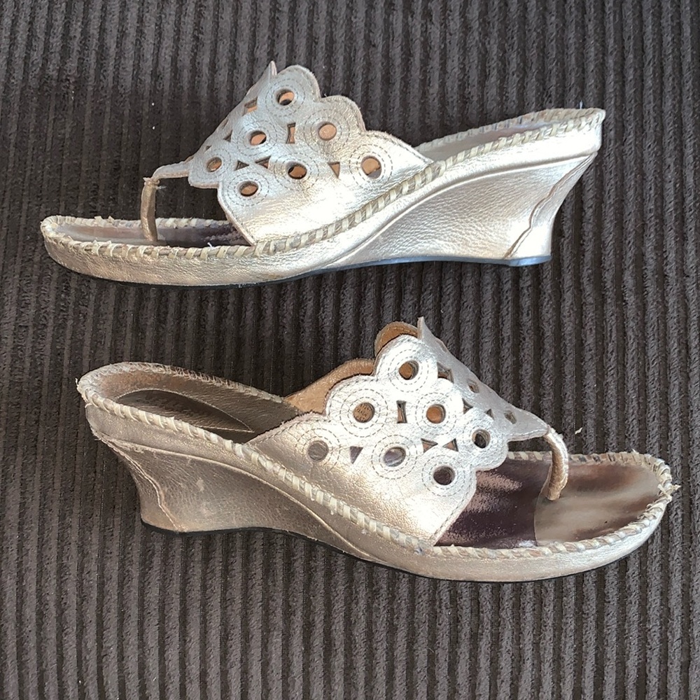 Metallic Leather vintage Clarks Artisan leather mule sandal